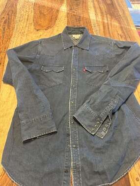 Levi's Authentic Jeanswear Pinstripe Western Snap Button Shirt Size L